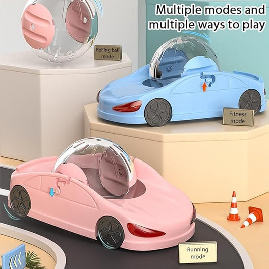 Hamster Roller Ball Toy Car, Small Hamsters Wheel Toy, Fun Pet Transparent Balls, Exercise Wheels with Detachable Transparent Breathable Ball, Suitable for Hamsters, Ferrets, and Other Animals