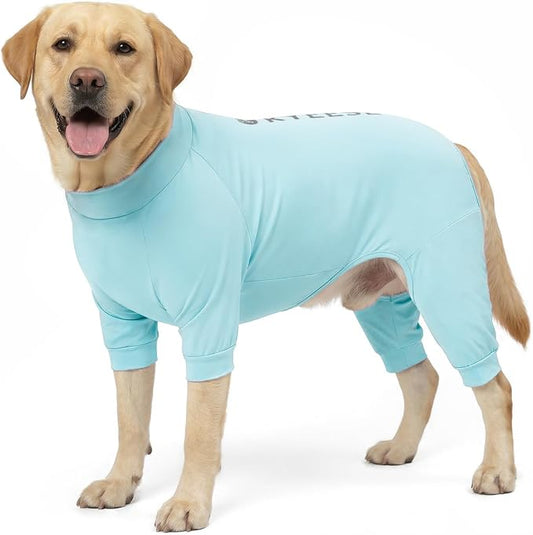 KYEESE UV Protection Dog Shirt, UPF 50+ Cooling Summer Jumpsuit for Medium Large Dogs, Breathable Reflective Shedding Control Dog Sun Shirts, Quick-Dry Dogs Onesie Pet Clothes, Blue, 2XL