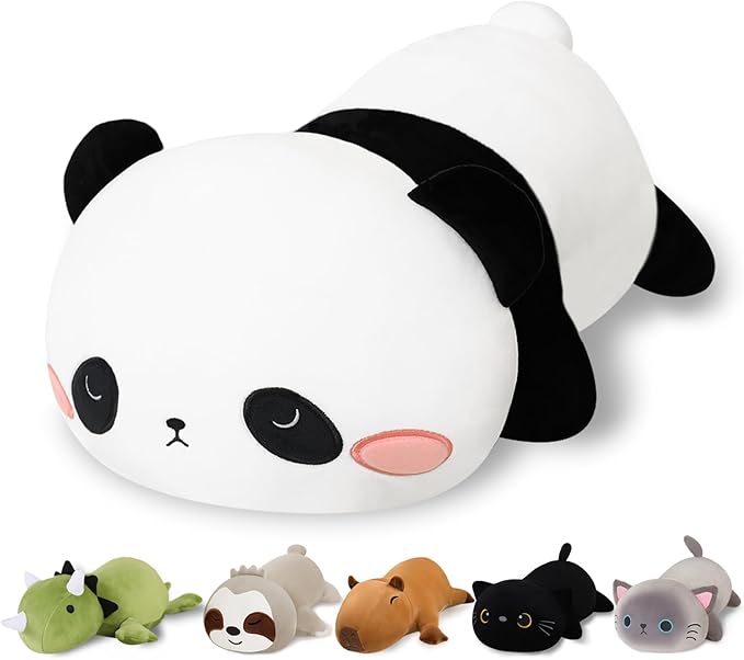 Finebee Weighted Panda Stuffed Animals, Cute Weighted Panda Plush, Soft Stuffed Weighted Plushie Pillow Gifts for Kids & Adults (23.6" 3.1Lbs)