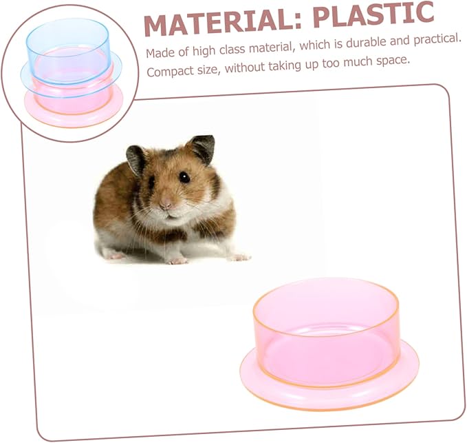 2Pcs Plastic Pet Water Bowl and Multi-Function Hamster Food Holder Anti-tip Reptile Dish for Pets Like Guinea Pigs Rabbits Chinchillas and Hamsters Practical and Cage Feeder