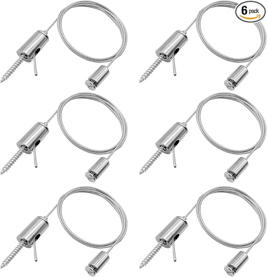 6 Pack 3ft Hexagon Garage Lights Suspension Cables Kit for Hexagon LED Lights Adjustable Steel Hanging Chains Per Strip Load 6.6Ib, Light Suspension Kit for LED Panel Aquarium Lights (1m 6pcs)