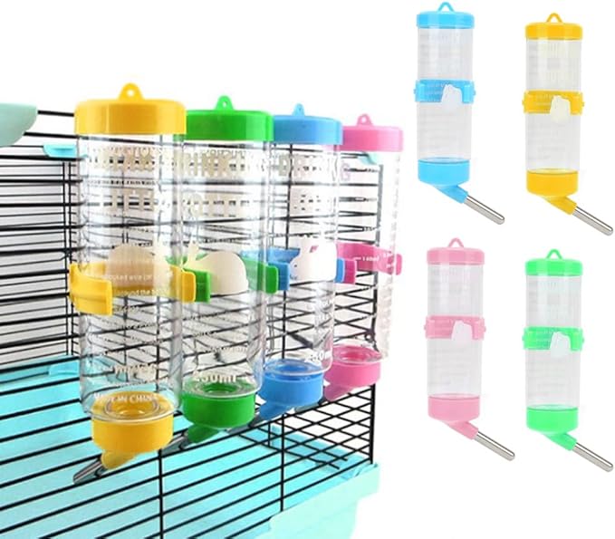 Hamsters Water Bottle, Automatic No Drip Hanging Water Feeder Dispenser for Small Animals Guinea Pig Rat Rabbit Dwarf Gerbil Chinchilla(250ML)