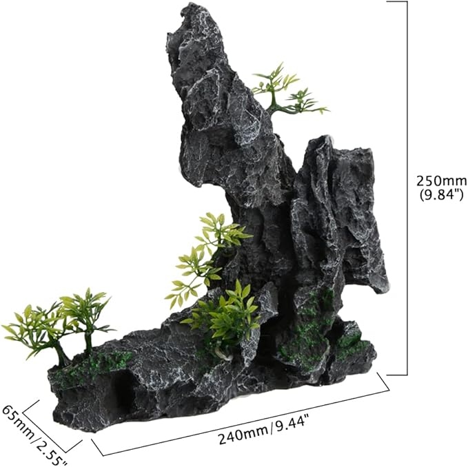Saim Large Aquarium Mountain View Stone Ornament, Resin Rockery Fish Hiding Cave Aquarium Decoration for Amano Shrimp Cichlid to Play,Hide and Rest Fish Tank Landscape Decoration