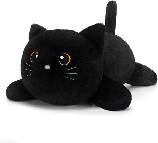 SQEQE Weighted Stuffed Animals Black Cat, Weighted Black Cat Plush, Plushies for Cozy Comfort, Soft Black Cat Pillow Toy for Kids Adults, Christmas & Valentines Gift 9.8 Inch, 0.8 Lb