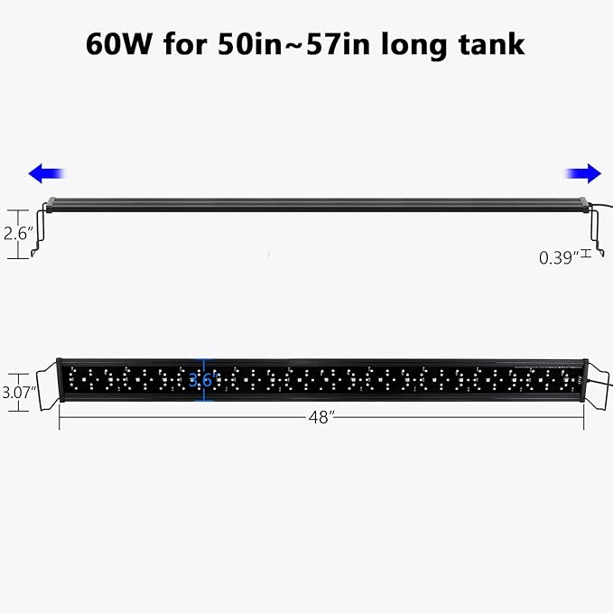 hygger New Mode 24/7 Timer LED Aquarium Light, Auto On Off Full Spectrum Fish Tank Light Fish Colorful/Sun/Nightlight/Wrgb Cycle Mode for Freshwater Plants Tank (for 50in~57in Long Tank)