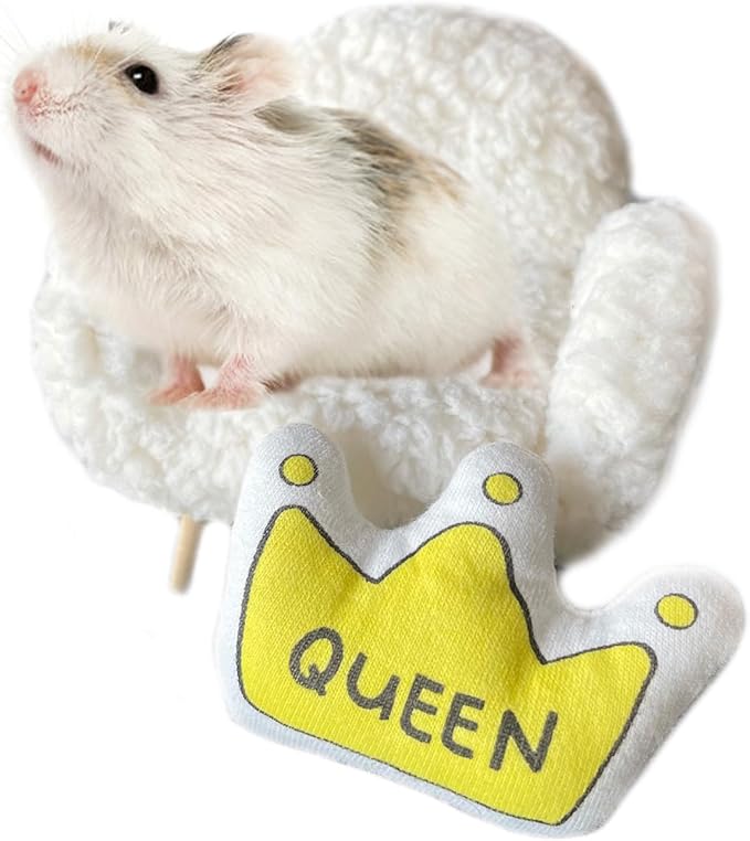 Hamster Mini Cotton Sofa Chair, Small Animal Blue Red Bed Cozy with Pillow, Cage Decor Photo Toys, Relax Habitat House Accessories, Sleep Pad Rest Nest for Hamster, Mice, Rat. (White Sofa)