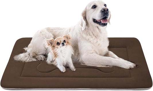 JoicyCo Extra Large Dog Bed Soft Dog Crate Pad Mat, 48 in Non-Slip Bottom Washable Dog Sleeping Mattress Pet Beds Cat Bed Kennel Pad, Dark Brown