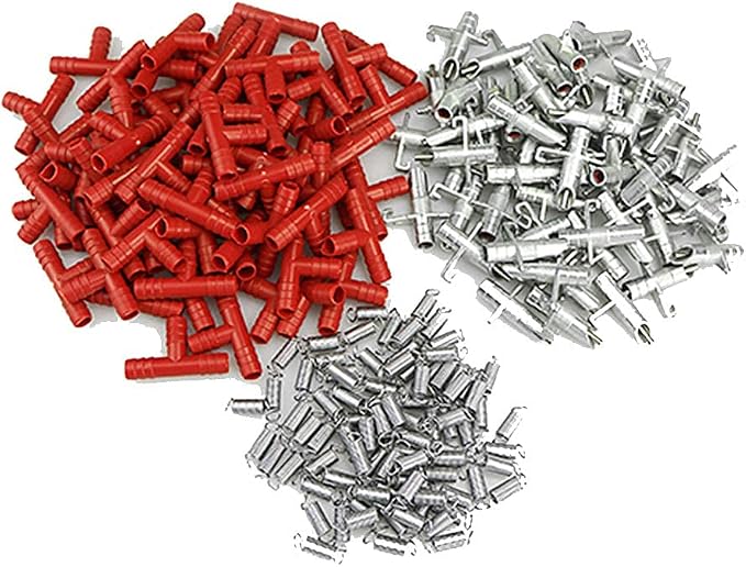 Automatic Rabbit Waterer Drinker Feeder 30sets for Poultry Rats Guinea Pig Ferret Rat Mouse Poultry (Red)