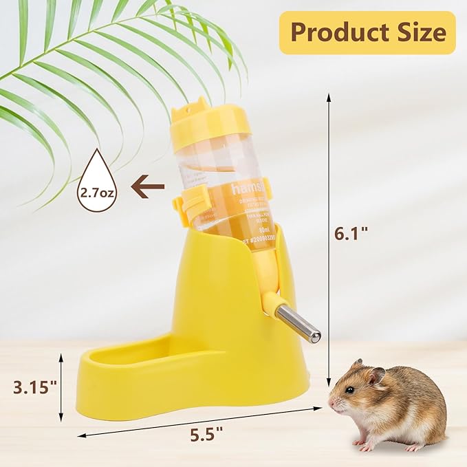 Litewoo 3 in 1 Hamster Water Bottle Small Animal Water Bottle with Food Container Base Hut Hanging Pet Automatic Feeding Drinking Dispenser for Dwarf Hamster Rats Mouse Gerbil Mice