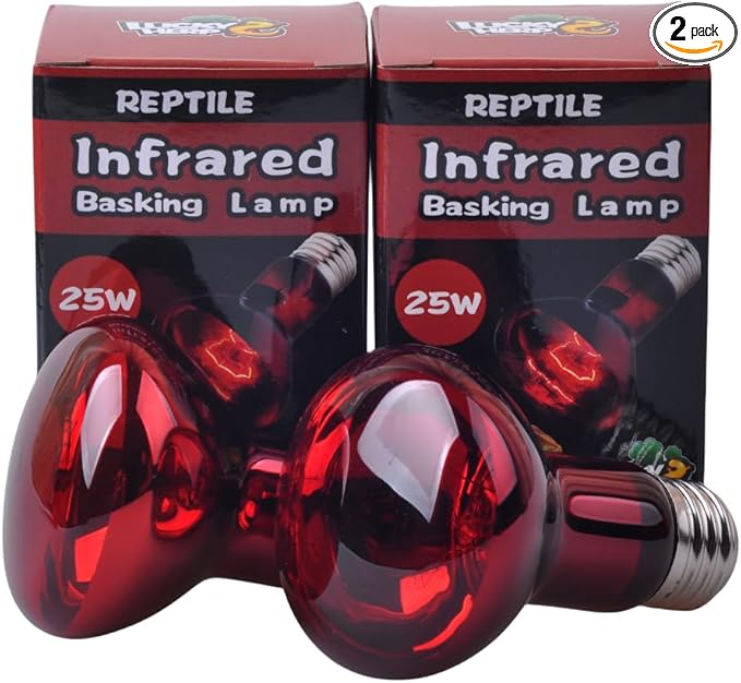 LUCKY HERP Reptile Infrared Basking Bulb,Terrarium Lighting Lamp,2-Pack (25, Watts)