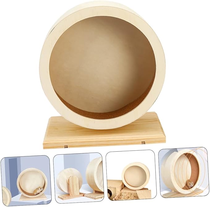 KESYOO Silent Wooden Exercise Wheel Toy for Hamster Hedgehog and Small Pets 12-inch Size for PET Play and Exercise Accessories
