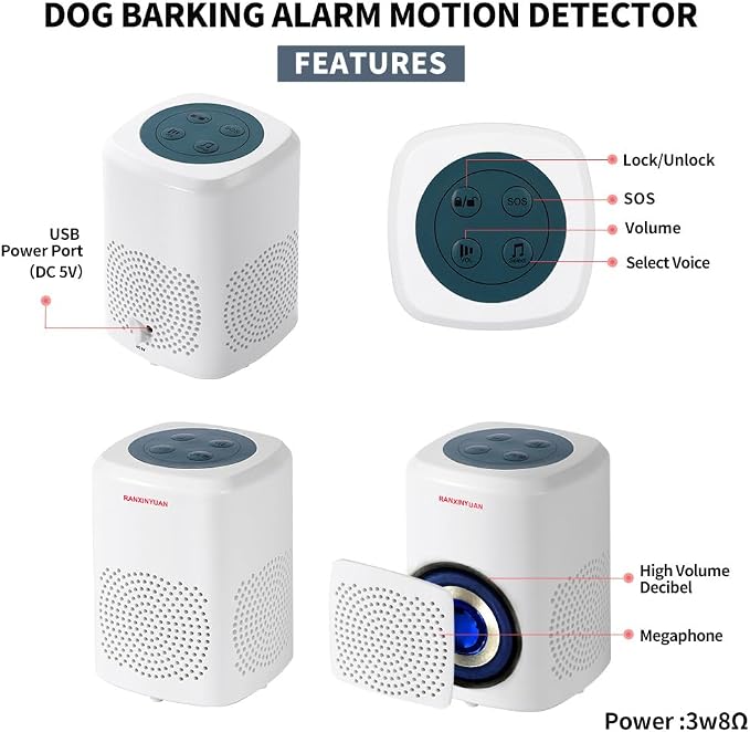 Barking Dog Motion Sensor-Pir Human Body Dog Barking Alarm Realistic Wireless Loud 1000Ft Door Chimes Home Security 1 Receiver 1 Motion Dectector Driveway Alarm Kit…