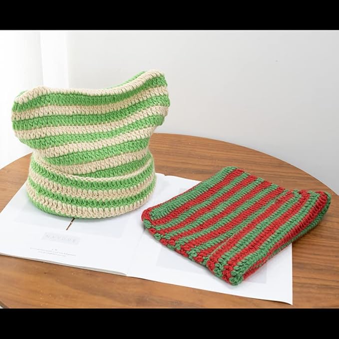 Crochet Hats for Women Cat Beanie Vintage Beanies Women Fox Hat Grunge Accessories Slouchy Beanies for Women