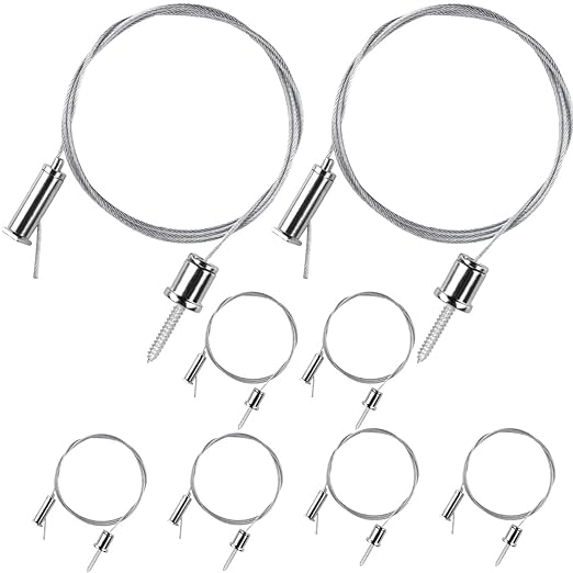 Ceiling Hanging Wire Cable Kit, 8 Sets LED Light Fixtures Hanging System Kit, Aquarium Light Hanging Kit, Adjustable Wire Rope for Panel, Pendant, Chandelier, Suspension Light Fixture