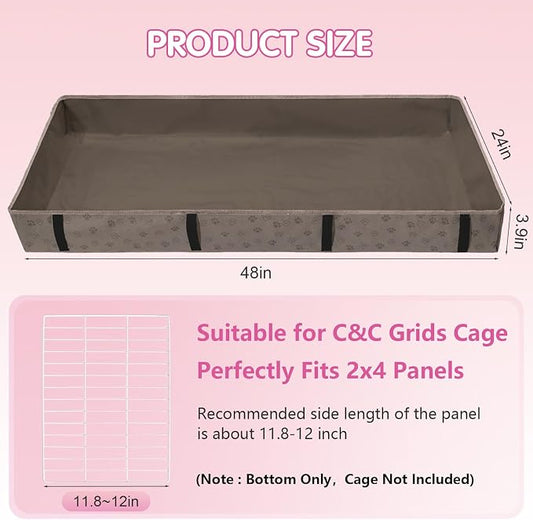 FunFurry Waterproof Guinea Pig Cage Liner,Washable Tarp Bottom Base,Cage Liners for Small Animals,Hamster Chinchilla Hedgehog Ferret Rabbit. (Tan Brown-Paw, 24" X 48")