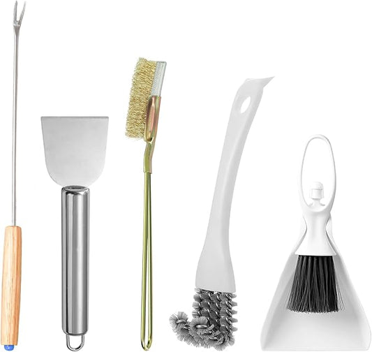 5 Pcs Bird Cage Cleaner Set,Stainless Steel Poop Remover Bird Cage Accessories,Bird Cages Cleaning Brush & Scraper,Cleaning fork & shovel,Mini Dustpan and Broom Set,for Small Animal Cages Clean