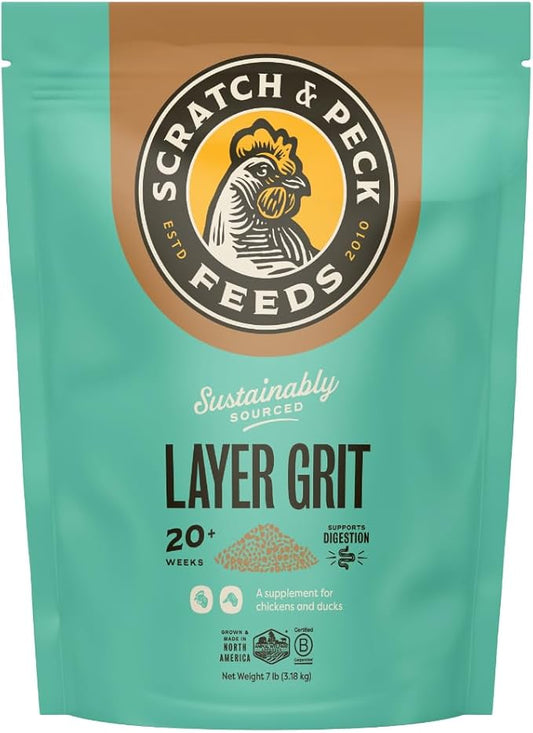 Scratch and Peck Layer Grit Supplement for Chickens and Ducks - 7 lbs Bag - Essential Supplement for Gizzard and Digestive Health - Sustainably Sourced