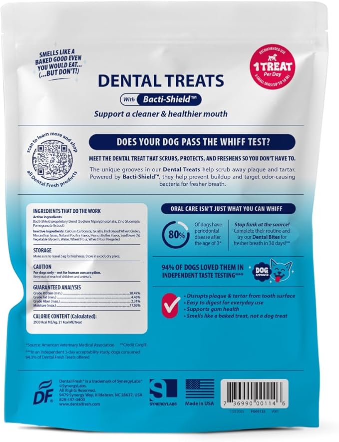Dental Fresh Dental Treats for XS Dogs, Vet-Formulated Teeth Cleaning Dental Sticks to Help Reduce Plaque and Tartar and Freshen Breath, 64 Count Brush Free Dental Chews for Dogs up to 10 lbs