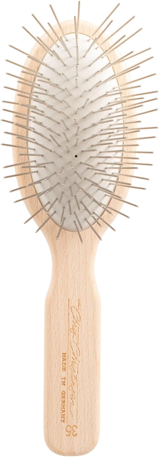 Chris Christensen 35 mm Oval Pin Dog Brush, Original Series, Groom Like a Professional, Stainless Steel Pins, Lightweight Beech Wood Body, Ground and Polished Tips