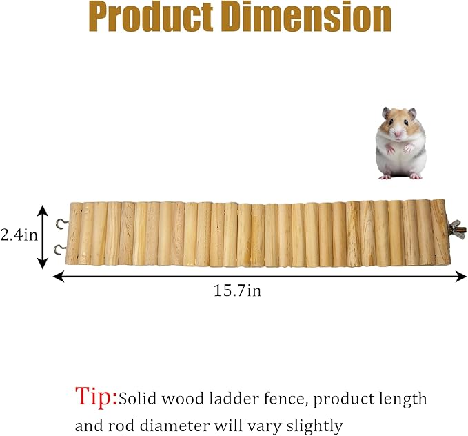 Hamiledyi Hamster Bridge 15.75x2.36in Hamster Wooden Bridge Bendy Climbing Ladder Long Suspension Bridge Chew Toys for Rat Mice Gerbil Chipmunk Sugar Glider
