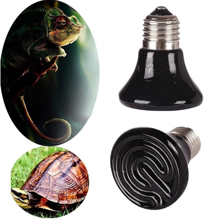 25W Mini Reptile Heat Lamp Bulb E26 Base Non-Light Emitting Infrared Ceramic Heat Emitter for Terrariums Turtles, Lizards, Snakes, and Small Pets 2-Pack