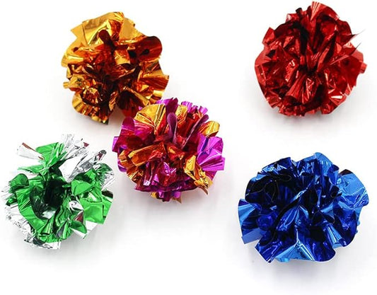 ISMARTEN 10 Packs Crinkle Balls Cat Toys for Indoor Cats, Lightweight Shiny Crinkle Paper Ball for Kitten (Random Color) (3.94 in)