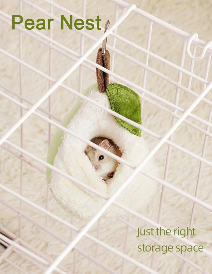 Hamster & Small Animals Shelter Pear Shape Cute Hammock Bed with Hook and Rope,Hanging Arctic Fleece Sleeping Bag Climbing Nest (Pear)