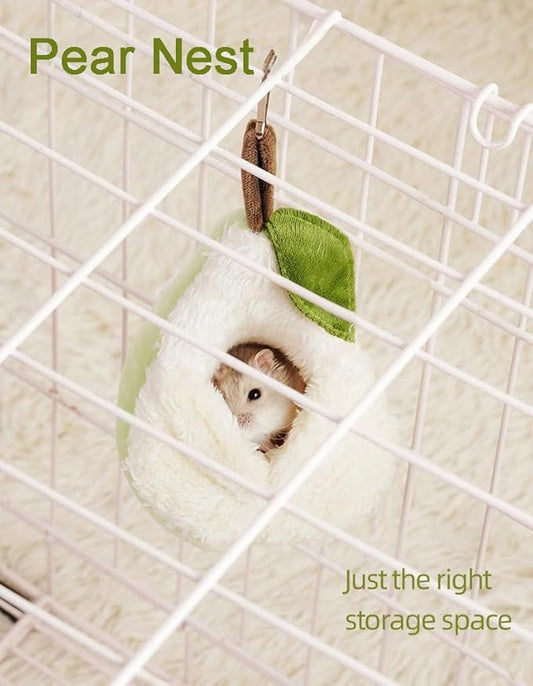 Hamster & Small Animals Shelter Pear Shape Cute Hammock Bed with Hook and Rope,Hanging Arctic Fleece Sleeping Bag Climbing Nest (Pear)
