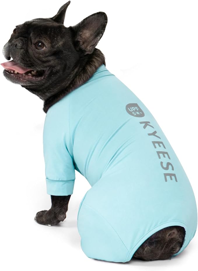 KYEESE UV Protection Dog Shirt, UPF 50+ Cooling Summer Jumpsuit for Small Dogs, Breathable Reflective Shedding Control Dog Sun Shirts, Quick-Dry Dogs Onesie Pet Clothes, Blue, M