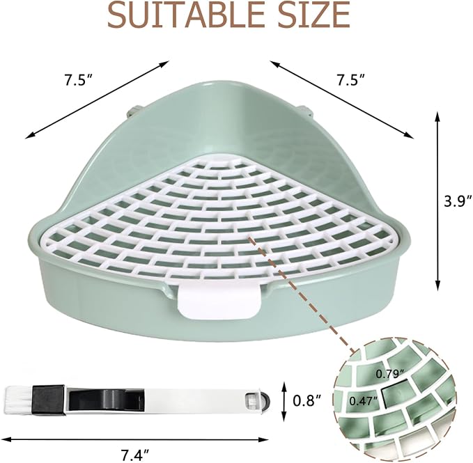 Rabbit Litter Box Bunny Corner Toilet Box Potty Trainer for Hamster Guinea Pig Ferret Rat Chinchialla Cage Pan 3.9” x 7.5” x 7.5”