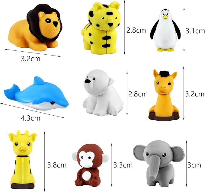 URSKYTOUS 111Pcs Animal Erasers Desk Pets for Kids Animal Pencil Erasers Bulk Puzzle Eraser Toys Gifts for Classroom Prizes,Game Reward,Treasure Box,Easter Egg Fillers,Goodie Bag Stuffer,Party Favors