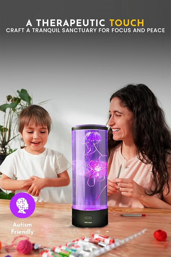 Brewish Jellyfish Lamp with 20W Bluetooth Speaker (Upgraded Motor 2025), 16 Color Changing Mood Lamp, 4 Modes Aquarium Night Light for Kids, Gift for Adults, Kids, Sensory Lights for Autistic Children