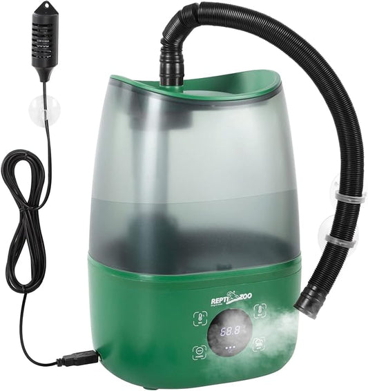 REPTIZOO Reptile Humidifier Fogger, 4L Large Reptile Fogger with Humidity Control, Terrarium Humidifiers with Extended Tube Automatic Reptile Misting System for Reptiles Amphibians Herps Vivarium