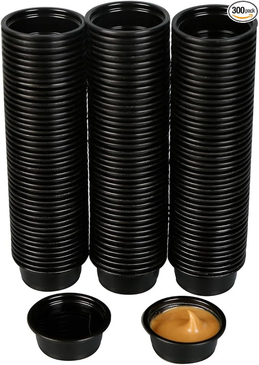 Plastic Gecko Feeding Cups, 0.5 oz Small Terrarium Bowls Reptiles Food Water Feeder Ledge Cups for Lizars,Bearded Dragon,Snake,Frogs (300Pack Black)