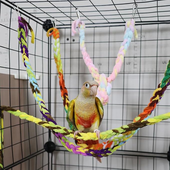 RIOUSSI Handmade Hanging Sugar Glider and Rat Toys for Climbing/Exercising/Jungle Exploration, Cage Accessories, Random Color, 6 Pack