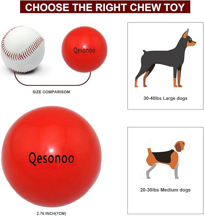 Dog Balls Indestructible,Solid Rubber Bouncy for Dogs Aggressive Chewers Large Breed,Non-Toxic&Floating&High Elasticity,Durable Fetch Ball Medium to Chew,Play and Training. (Red)