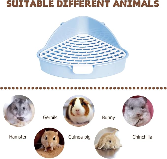Rabbit Litter Box Bunny Corner Toilet Box for Hamster Ferret Rat Cage Pan 3.9” x 7.5” x 7.5” for Small Animals Traine Tray
