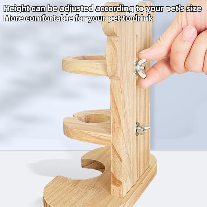 Hamster Water Bottle with Wooden Stand No Drip Water Bottle Leakproof Guinea Pig Water Bottles Small Animal Water Dispenser/Feeder for Hamster Guinea Pig Gerbils Mice Rabbit (with Feeder)