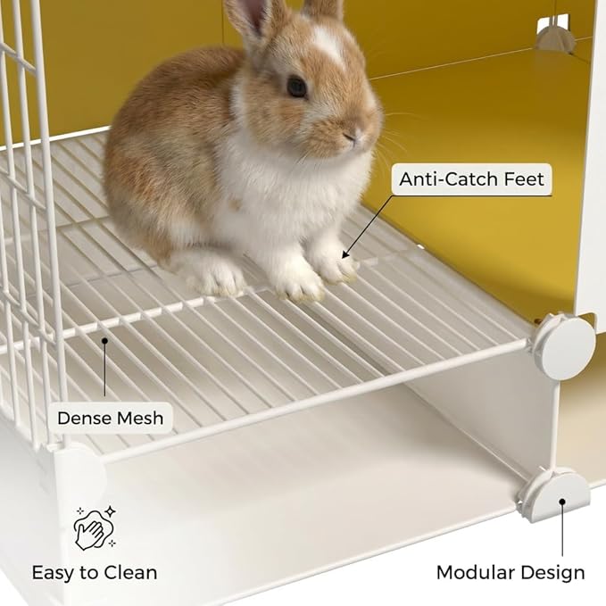 Rabbit Cage with Storage Space, Transparent Door & Waste Collection Tray – Sturdy, Spacious, & Easy-to-Clean – Ideal for Rabbits, Guinea Pigs, and Small Pets
