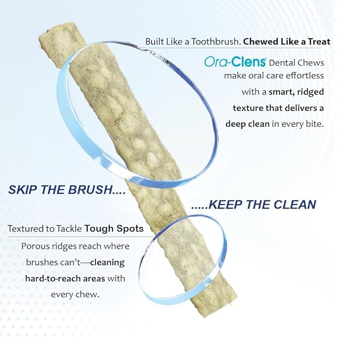 Oral Hygiene Chews for Small Dogs-Enzymatic Dental Treats for Daily Oral Care, Cleans Teeth and Freshens Breath, Reduces Plaque, Bacteria and Tartar Build Up Without Brushing-30 Chews