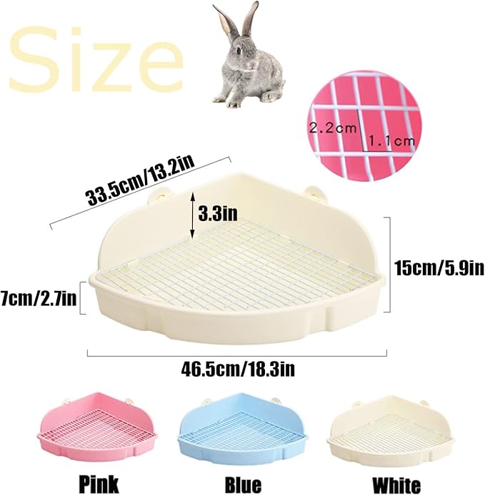 PINVNBY Large Rabbit Litter Box Bunny Corner Toilet Box Small Animal Cage Toilet Pet Potty Trainer Bigger Pan Fan Shape Box for Adult Guinea Pigs Chinchilla Ferret Galesaur (White)