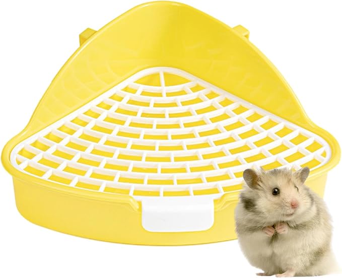 Rabbit Litter Pan, Small Pet Toilet Cage Accessories Corner Litter Pan for Hamster Ferrets, Yellow