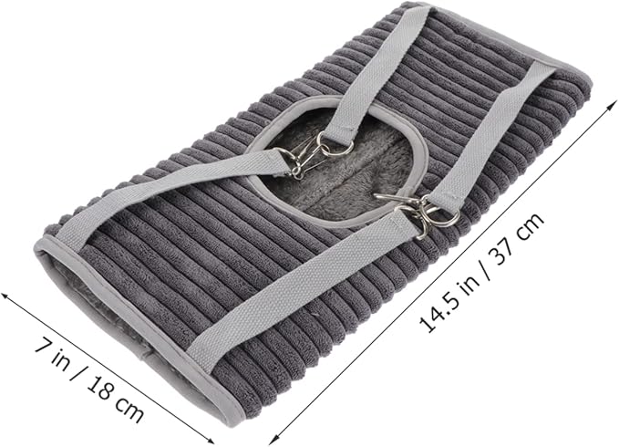 Milisten Warm Plush Ferret Hideout Nest Small Pet Hanging Tunnel Cage Hammock for Hamsters Rats Chinchillas Cozy Winter Sleeping and Playing Space in Grey