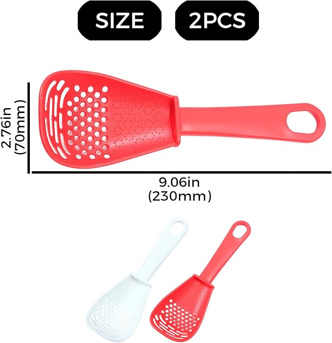 Hamster Sand Bath Scoop for Small Pet, 2Pcs, Red+White | Dust-Free, Odor Control Small Pet Care