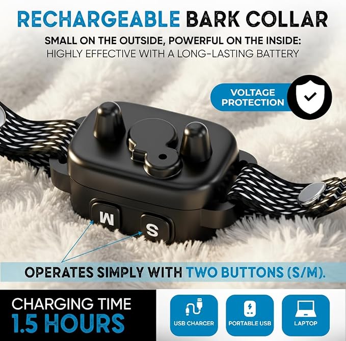 2 Pack Bark Collar for Small Dogs 5-15 lbs and Puppies - No Shock Anti Barking Collar - Rechargeable Smart Collar for Dog Training with 7 Sensitivity Levels and 3 Beep&Vibration Modes