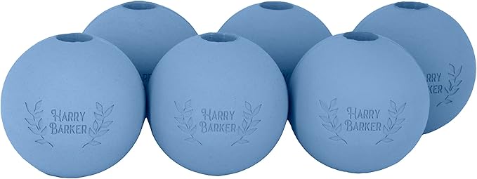 Harry Barker Natural Rubber Dog Fetch Balls, Durable High-Bounce Interactive Toy with Safety Air Vent, Treat-Stuffable Rubber Balls for Dogs, 2.5 Inch, 6-Pack