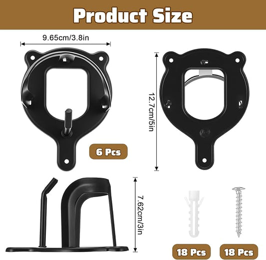 6 Counts Horse Bridle Rack, Metal Bridle Holder with Tubes and Screw, Heavy-Duty Horse Tack Storage Halter Hanger for Tack Room/Horse Blanket Rack/Bridle Holder Wall Mount, Black