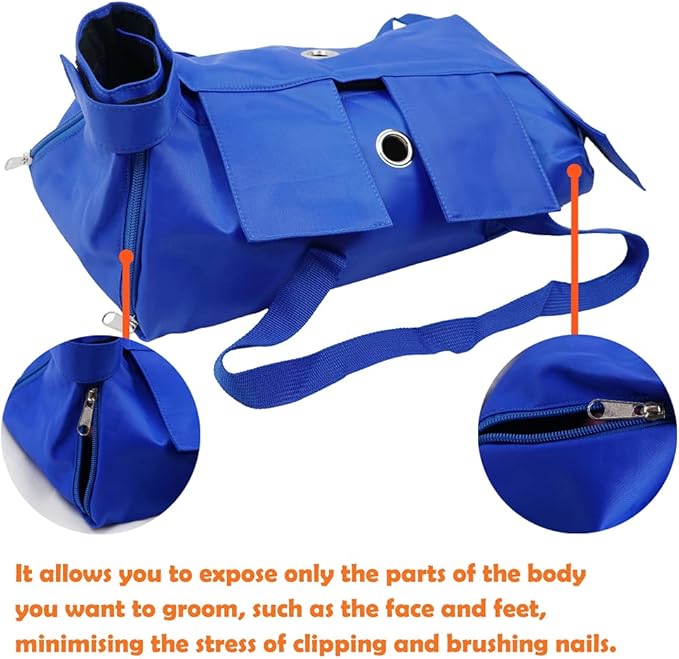 Cat’s Restraint Bag for Claw Care Nail Trimming Anti-Scratching Grooming Bag for Cats Medical Examination(Blue-s)