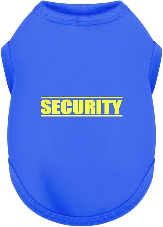 Discover Cozy Cotton Canine Wear: Soft, Lightweight, and Breathable Dog Shirt Vest with Eye-Catching Graphics(Security), Keeping Your Furry Friend Warm and Comfy! Blue XL