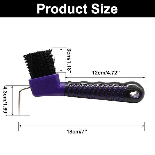 Hoof Pick Brushes, Soft Touch Rubber Handle Portable Hoofpick, Stiff Hoof Pick for Horse Care, Groomers (Purple)
